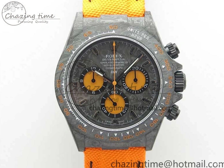 MiroTime 0321 Daytona DIW Carbon Noob 1:1 Best Edition Black Orange Dial on Orange Nylon Strap SA TopPick 2586